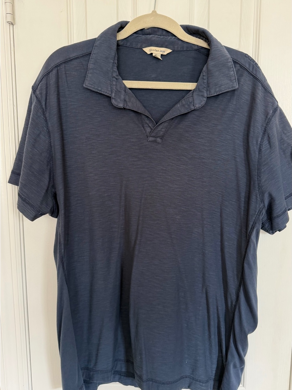 Calvin Klein Jeans Men's Short Sleeve V-Neck Polo Shirt